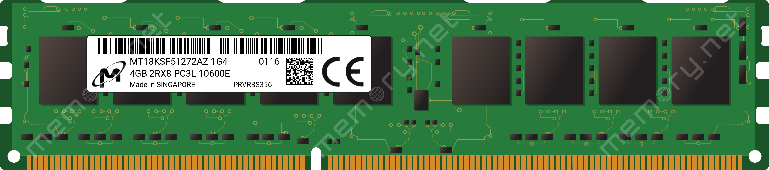 12800E DDR3 1600MHz ECC DIMM Micron 4GB MT18KSF51272AZ-1G6K1 2Rx8 PC3L 