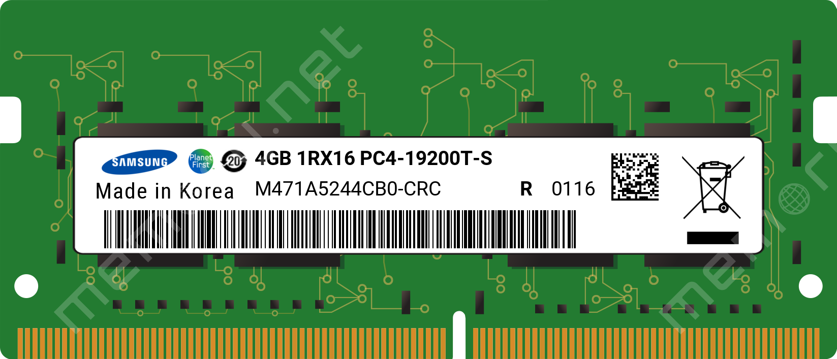 Slør montering efterligne M471A5244CB0-CRC - Samsung 1x 4GB DDR4-2400 SODIMM PC4-19200T-S Single Rank  x16 Module