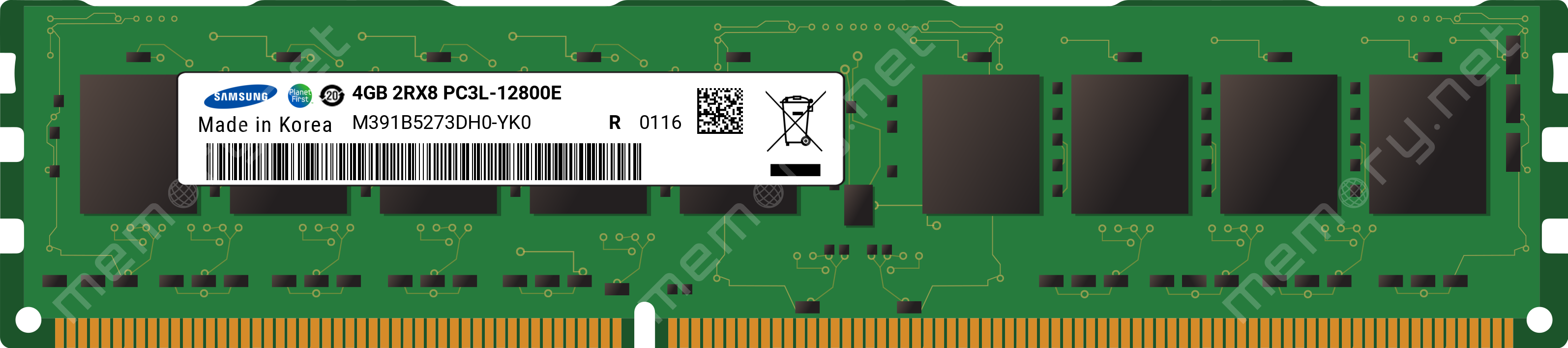 M391B5273DH0-YK0 SAMSUNG 4GB 2RX8 DDR3 PC3L 12800E ECC NON REGD MEMORY 