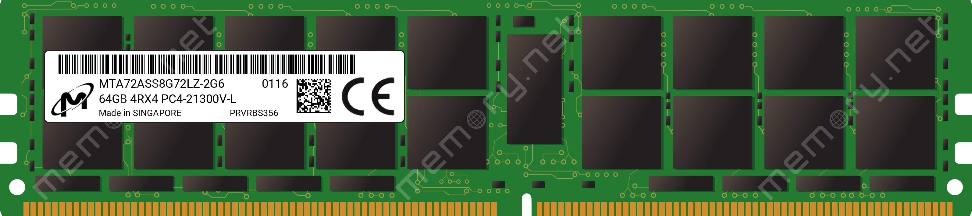 PC/タブレット デスクトップ型PC MTA72ASS8G72LZ-2G6 - Micron 1x 64GB DDR4-2666 LRDIMM PC4-21300V-L Quad Rank  x4 Module