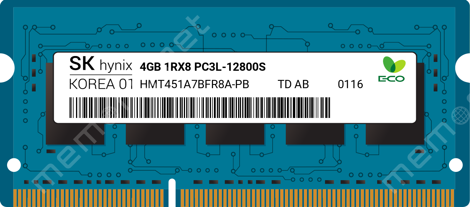 HMT451A7BFR8A-PB - SK Hynix 1x 4GB DDR3-1600 SODIMM PC3L-12800S Single Rank  x8 Module