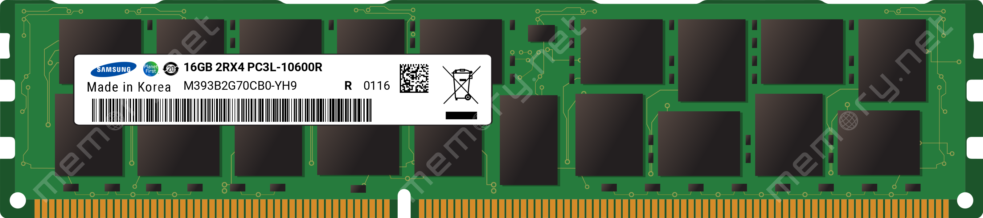M392B2G70BM0-YH9 SAMSUNG 16GB 1X16GB 1333mhz Pc3-10600 Dual Rank 240-Pin Ecc Registered DDR3 SDRAM Dimm Genuine Samsung Memory For Server & Preci 