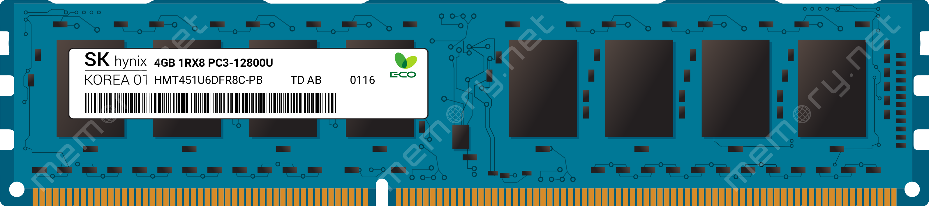 HMT451U6DFR8C-PB - SK Hynix 1x 4GB DDR3-1600 UDIMM PC3-12800U Single Rank  x8 Module