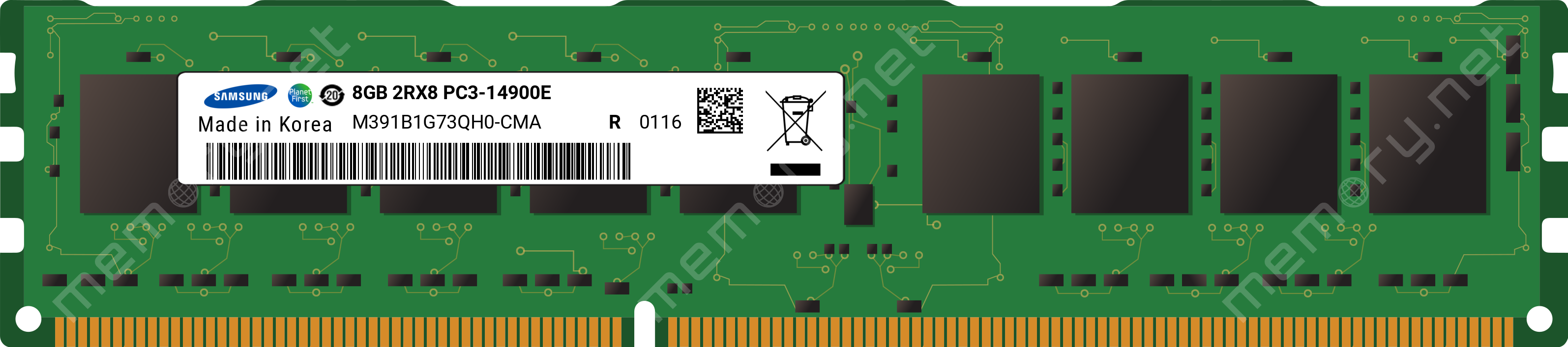 M391B1G73QH0-CMA - Samsung 1x 8GB DDR3-1866 ECC UDIMM PC3-14900E Dual Rank  x8 Module