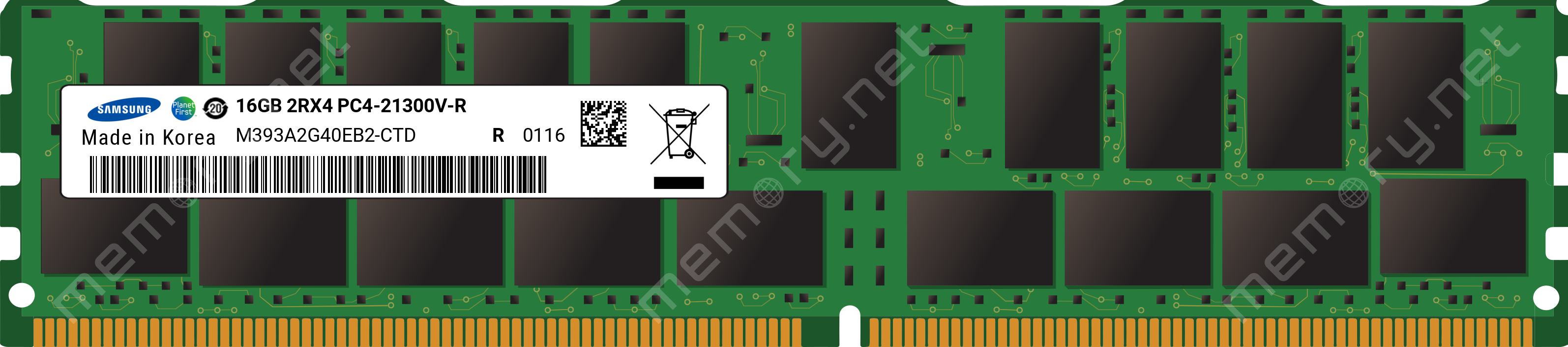 M393A2G40EB2-CTD - Samsung 1x 16GB DDR4-2666 RDIMM PC4-21300V-R Dual Rank  x4 Module