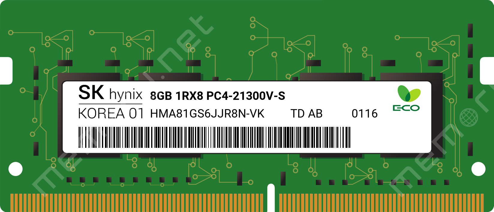 HMA81GS6JJR8N-VK - SK Hynix 1x 8GB DDR4-2666 SODIMM PC4-21300V-S Single  Rank x8 Module