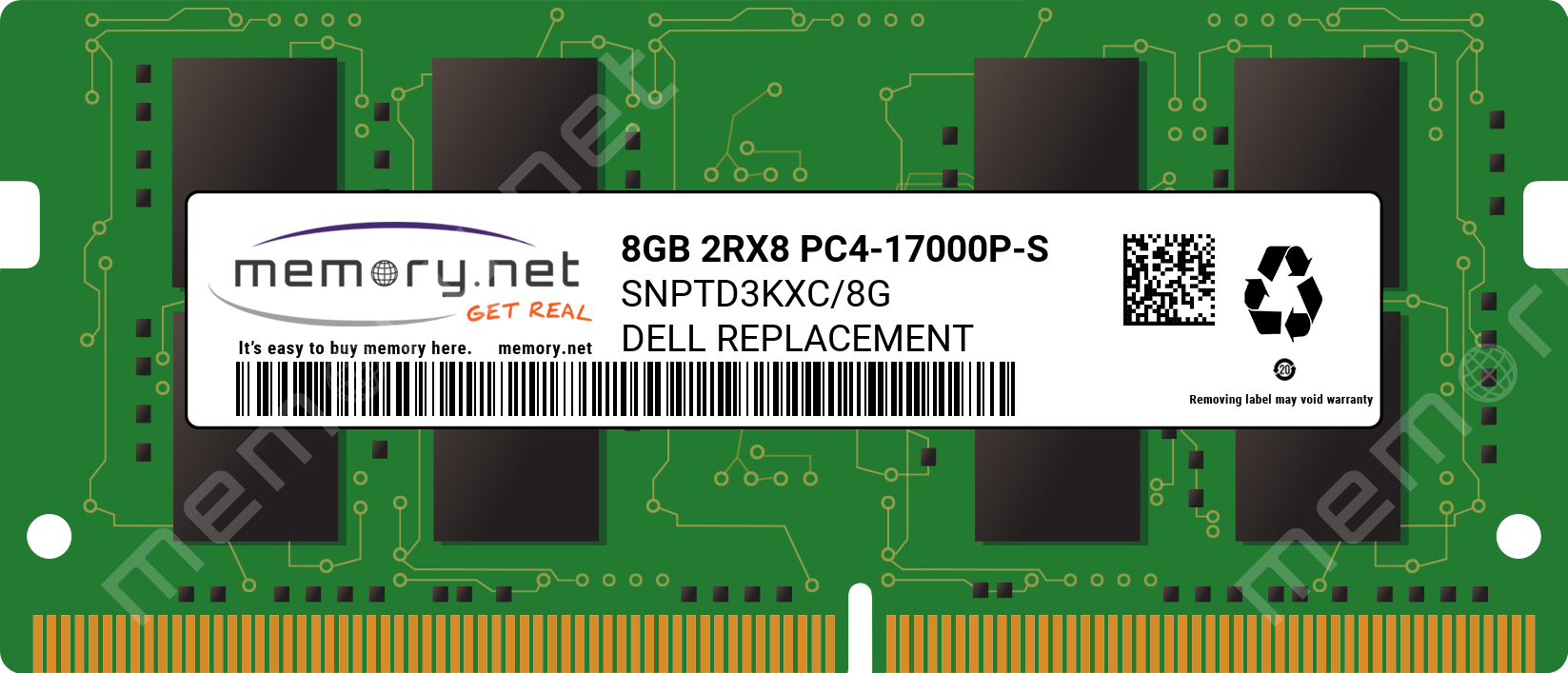 SNPTD3KXC/8G - Dell 1x 8GB DDR4-2133 SODIMM PC4-17000P-S Dual Rank x8  Replacement