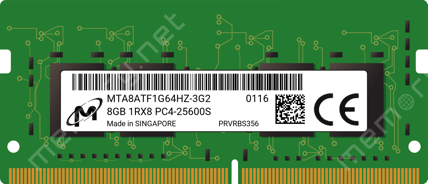 at retfærdiggøre Tillid øverst MTA8ATF1G64HZ-3G2 - Micron 1x 8GB DDR4-3200 SODIMM PC4-25600S Single Rank  x8 Module