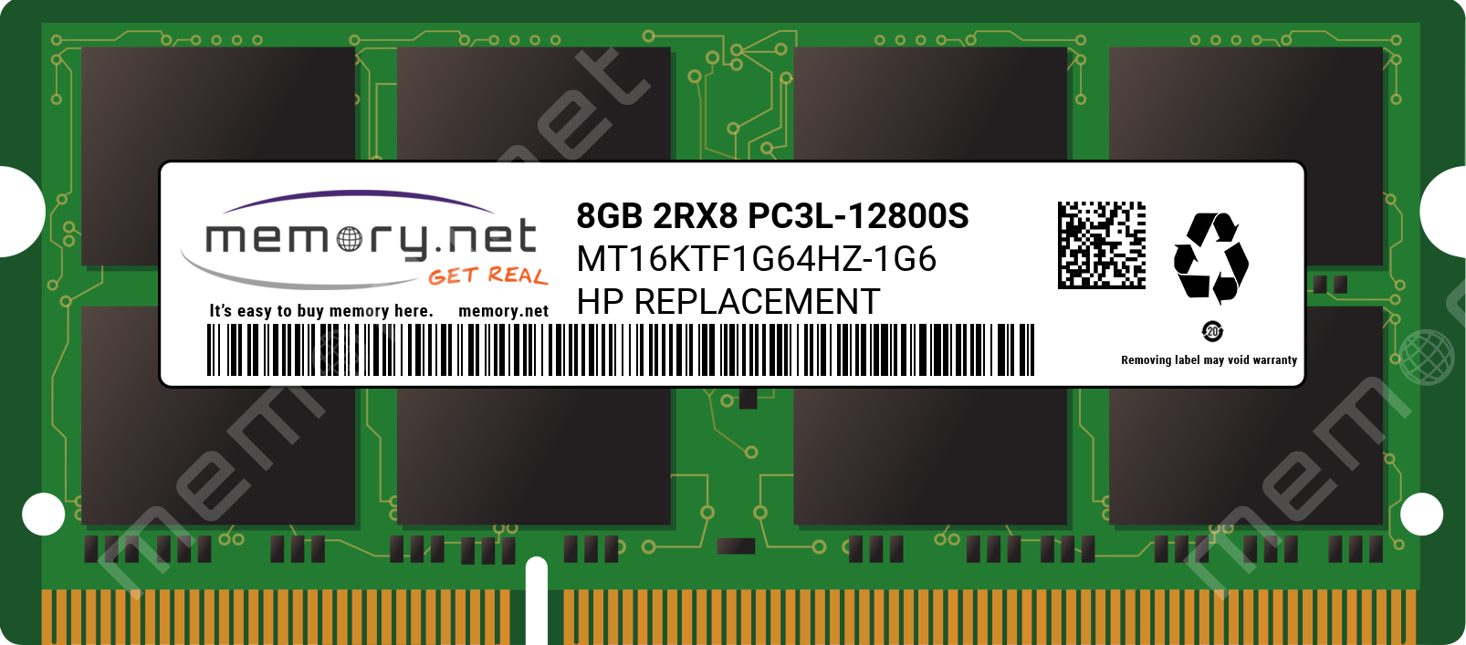 Barrette Mémoire 8Go RAM DDR3 Micron MT16KTF1G64HZ-1G6E1 SO-DIMM PC3L-12800S