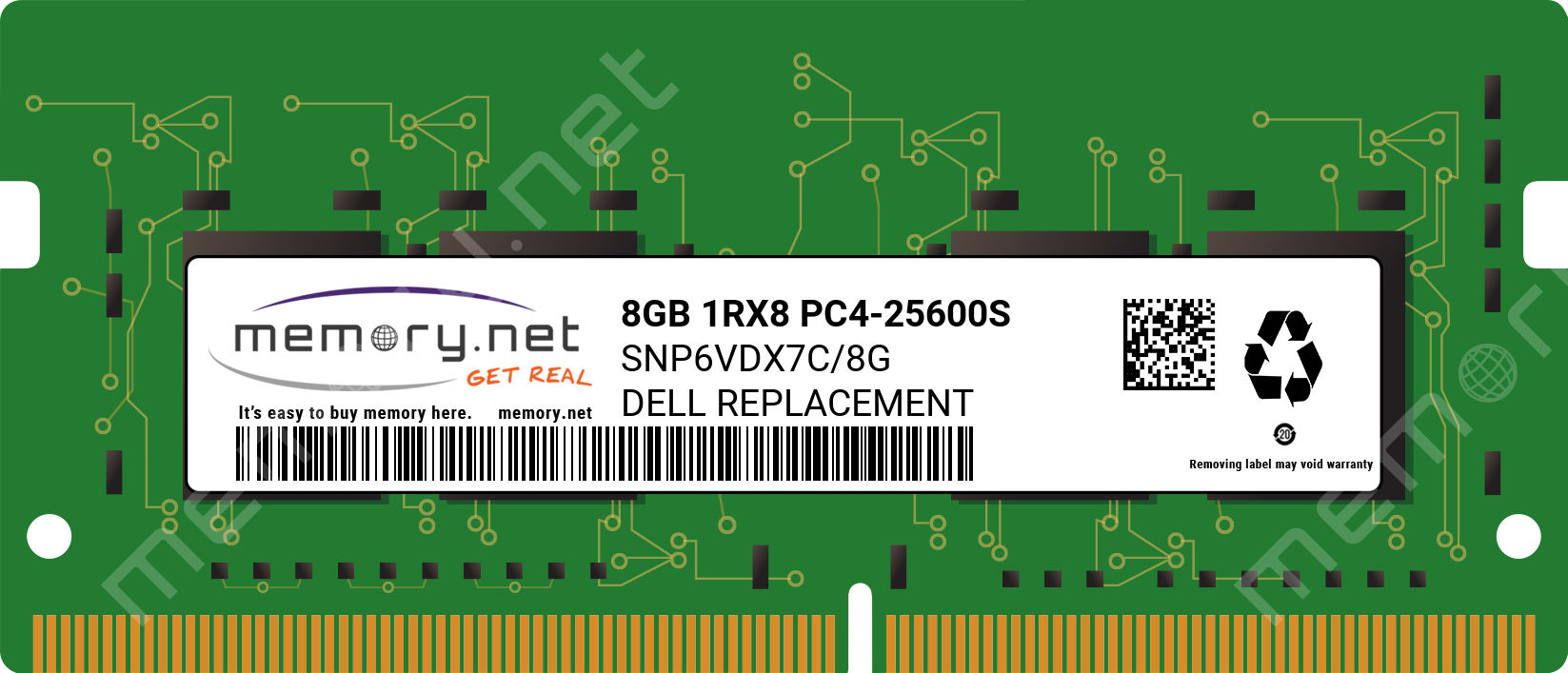 SNP6VDX7C/8G - Dell 1x 8GB DDR4-3200 SODIMM PC4-25600S Single Rank x8  Replacement