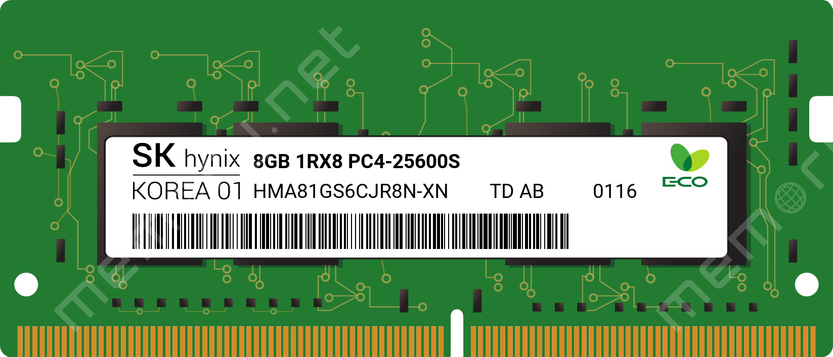 HMA81GS6CJR8N-XN - SK Hynix 1x 8GB DDR4-3200 SODIMM PC4-25600S Single Rank  x8 Module