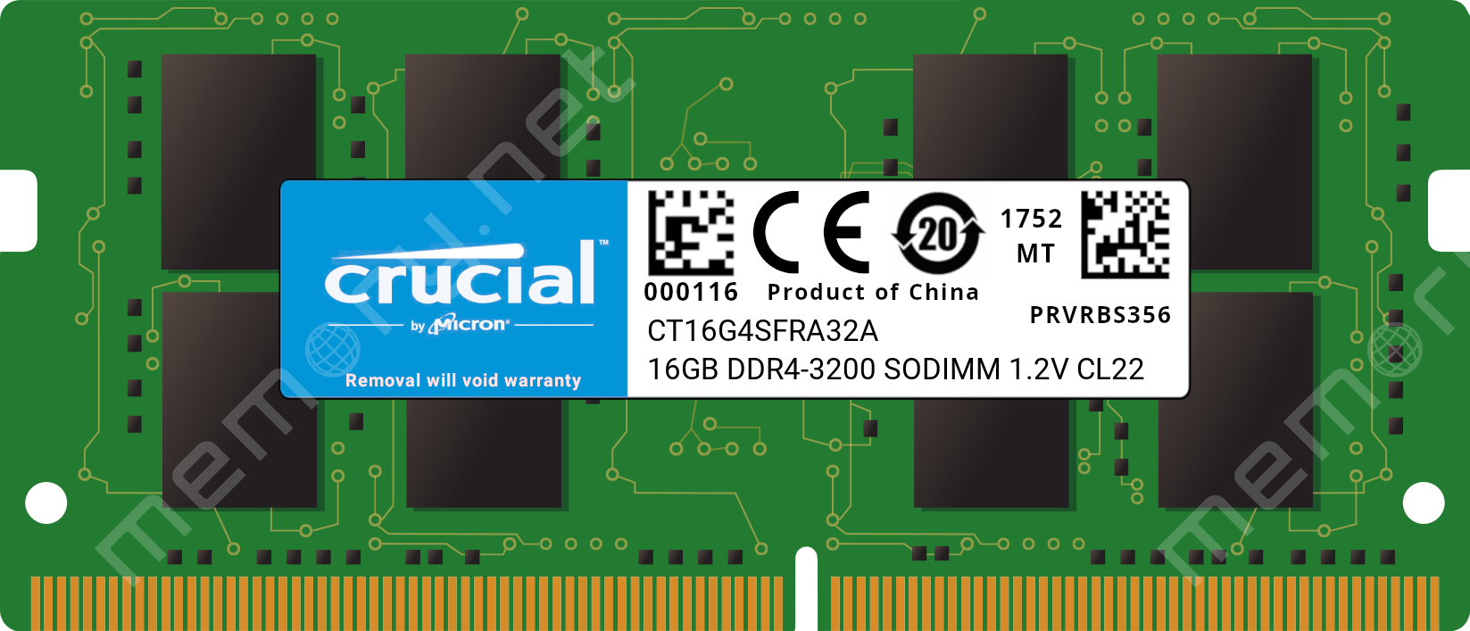 CT16G4SFRA32A - Crucial 1x 16GB DDR4-3200 SODIMM PC4-25600S Dual Rank x8  Module